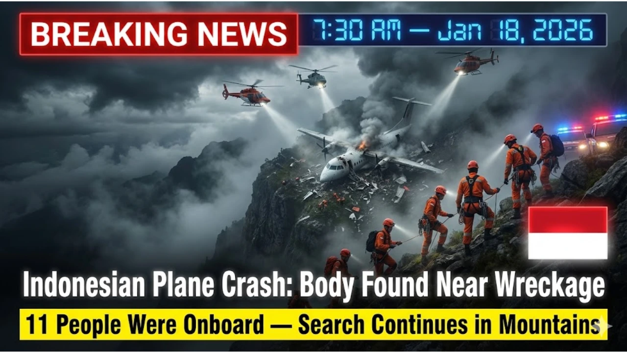 Indonesian Rescuers Recover Body Near Wreckage of Plane That Crashed with 11 Onboard
